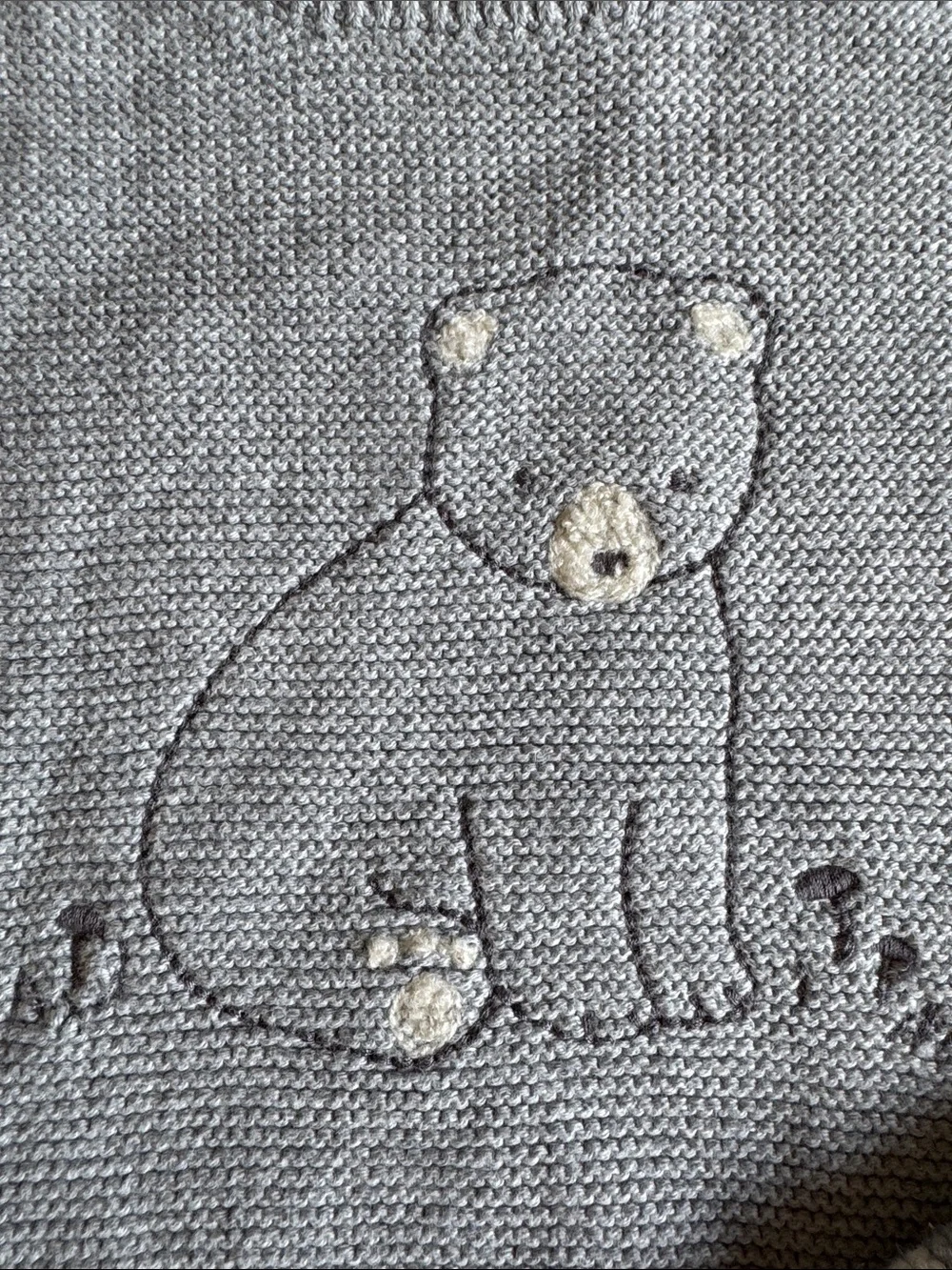 Carter's Light Blue Gray Knit Baby Sweater Set with Embroidered Bear